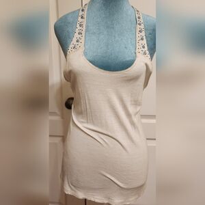 Chic Cream Embellished Tank Top